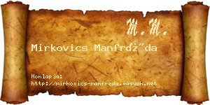 Mirkovics Manfréda névjegykártya